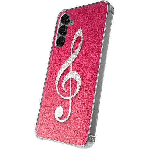 Pink Glitter Music Note Galaxy S24 Plus Clear Case